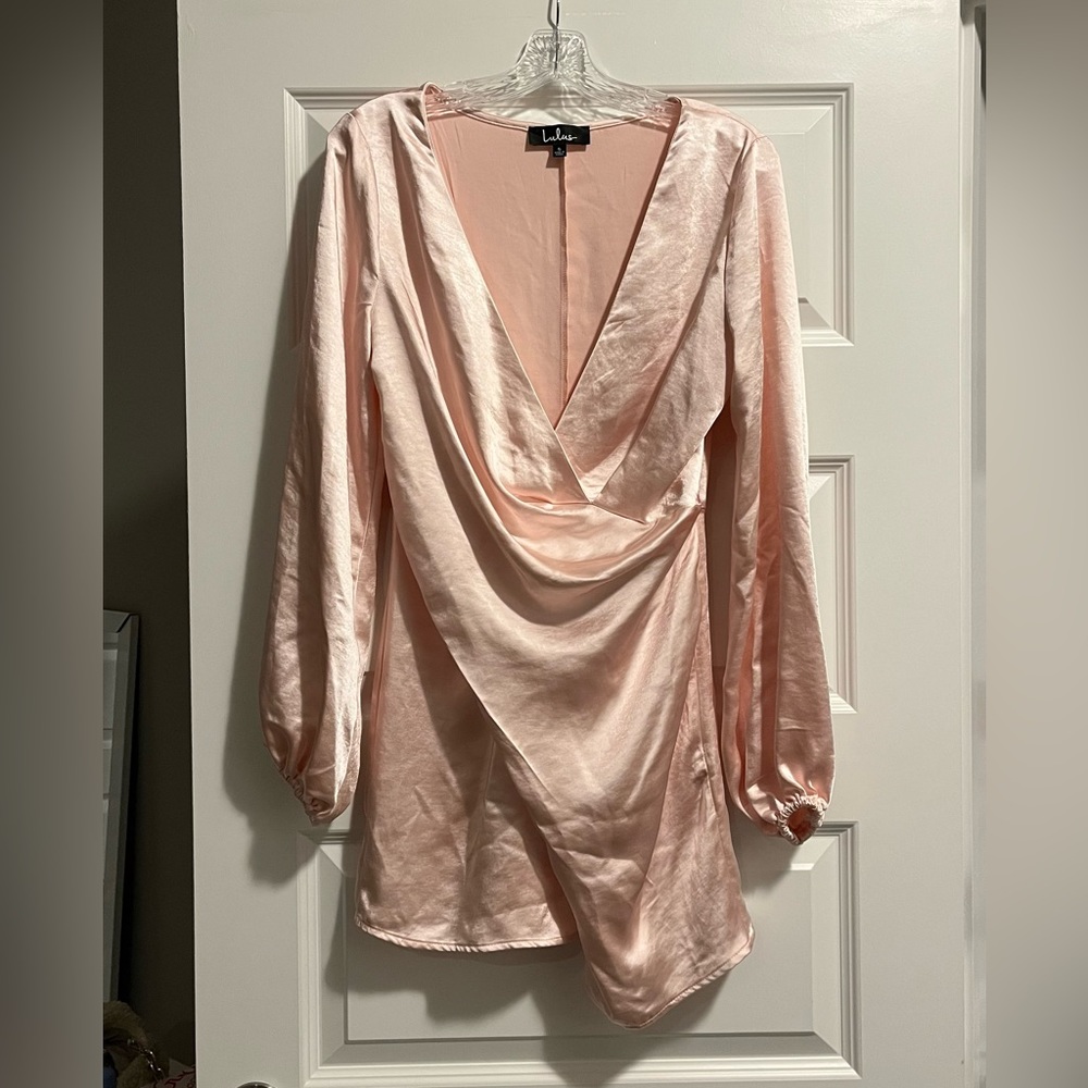 Lulus As Always Pink Satin Balloon Sleeve Dress